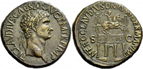 The Roman Empire 
 Claudius, 41 – 54 
 Sestertius 41–50, Æ 33.00 g. TI CLAVDIVS CAESAR AVG P M TR P IMP Laureate head r. Rev. NERO CLAVDIVS DRVSVS G...