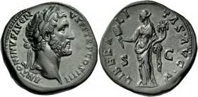 The Roman Empire 
 Antoninus Pius, 138 – 161 
 Sestertius 145-161, Æ 30.10 g. ANTONINVS AVG PI - VS P P TR P COS IIII Laureate head r. Rev. LIBERA –...
