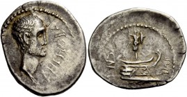 The Roman Republic 
 Cn. Domitius Ahenobarbus . Denarius, mint moving with Ahenobarbus in 41, AR 3.88 g. AHENOBAR Male head r., slightly bearded. Rev...