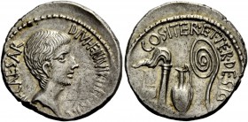 The Roman Republic 
 C. Caesar Octavianus. Denarius, mint moving with Octavian 37, AR 3.96 g. IMP·CAESAR· DIVI·F·III·VIR·ITER·R·P·C Bearded head of O...
