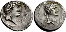 The Roman Republic 
 Marcus Antonius and Cleopatra . Denarius, mint moving with M. Antonius 34, AR 3.58 g. ANTONI· ARMENIA·DEVICTA Head of M. Antoniu...