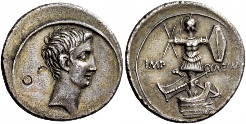 The Roman Empire 
 Octavian, 32 – 27 BC 
 Denarius, Brundisium and Roma ? circ...