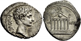 The Roman Empire 
 Octavian as Augustus, 27 BC – 14 AD 
 Denarius, North Peloponnesian mint circa 21 BC, AR 3.80 g. AVGVST[VS] Bare head r. Rev. IOV...