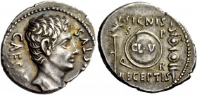 The Roman Empire 
 Octavian as Augustus, 27 BC – 14 AD 
 Denarius, Colonia Patricia (?) circa 19 BC, AR 3.91 g. CAESAR – AVGVSTVS Bare head r. Rev. ...