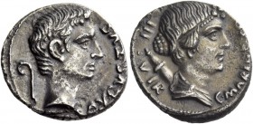 The Roman Empire 
 Octavian as Augustus, 27 BC – 14 AD 
 C. Marius C.f. Tromentina. Denarius 13 BC, AR 3.83 g. AVGVSTVS Bare head of Augustus r.; be...