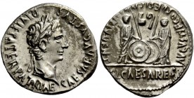 The Roman Empire 
 Octavian as Augustus, 27 BC – 14 AD 
 Denarius, Lugdunum circa 2 BC – 4 AD, AR 3.83 g. CAESAR AVGVSTVS – DIVI F PATER PATRIAE Lau...