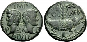 The Roman Empire 
 Octavian as Augustus, 27 BC – 14 AD 
 As, Nemausus circa 10-14 AD, Æ 12.63 g. IMP / P - P / DIVI F Heads of Agrippa and Augustus ...