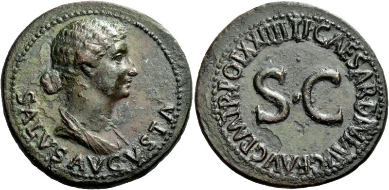 The Roman Empire 
 In the name of Livia, wife of Augustus 
 Dupondius 22-23, Æ...