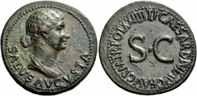 The Roman Empire 
 In the name of Livia, wife of Augustus 
 Dupondius 22-23, Æ 14.17 g. Draped bust of Livia as Salus r.; beneath, SALVS AVGVSTA. Re...