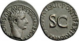 The Roman Empire 
 Tiberius caesar, 4 – 14 
 As 10-12, Æ 11.27 g. TI CAESAR AVGVST F IMPERAT – V Bare head r. Rev. PONTIFEX TRIBVN POTESTATE XII aro...