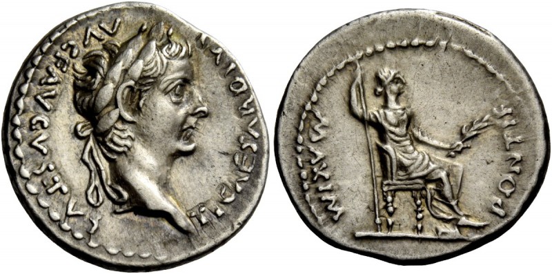 The Roman Empire 
 Tiberius augustus, 14 – 37 
 Denarius, Lugdunum 14-37, AR 3...