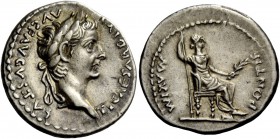 The Roman Empire 
 Tiberius augustus, 14 – 37 
 Denarius, Lugdunum 14-37, AR 3.77 g. TI CAESAR DIVI – AVG F AVGVSTVS Laureate head r. Rev. PONTIF – ...