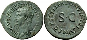 The Roman Empire 
 In the name of Drusus, son of Tiberius 
 As 22-23, Æ 10.98 g. DRVSVS CAESAR TI AVG F DIVI AVG N Bare head l. Rev. PONTIF TRIBVN P...