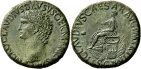 The Roman Empire 
 In the name of Nero Claudius Drusus, father of Germanicus 
 Sestertius circa 41-50 and later (?), Æ 26.90 g. NERO CLAVDIVS DRVSVS...