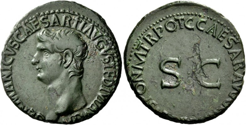 The Roman Empire 
 In the name of Germanicus, father of Gaius 
 As 37-41, Æ 11...