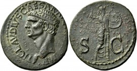 The Roman Empire 
 Claudius, 41-54 
 As, uncertain Spanish mint 41-50, Æ 10.44 g. TI CLAVDIUS CAESAR AVG P M TR P IMP Bare head l. Rev. S – C Minerv...