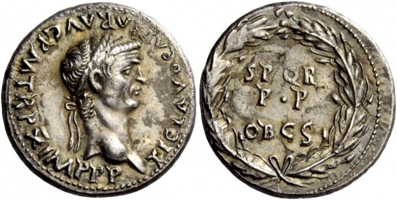 The Roman Empire 
 Claudius, 41-54 
 Plated denarius 50-51, AR 2.88 g. TI CLAV...