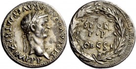 The Roman Empire 
 Claudius, 41-54 
 Plated denarius 50-51, AR 2.88 g. TI CLAVD CAESAR AVG P M TR P X IMP P P Laureate head r. Rev. S P Q R / P P / ...