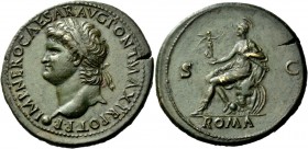 The Roman Empire 
 Nero augustus, 54 – 68 
 Sestertius circa 66, Æ 27.52 g. IMP NERO CAESAR AVG PONT MAX TR POT P P Laureate head l., with globe at ...