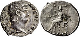 The Roman Empire 
 Nero augustus, 54 – 68 
 Denarius circa 66-67, AR 3.51 g. IMP NERO CA[ESAR] AVGVSTVS Laureate head with beard r. Rev. Salus seate...