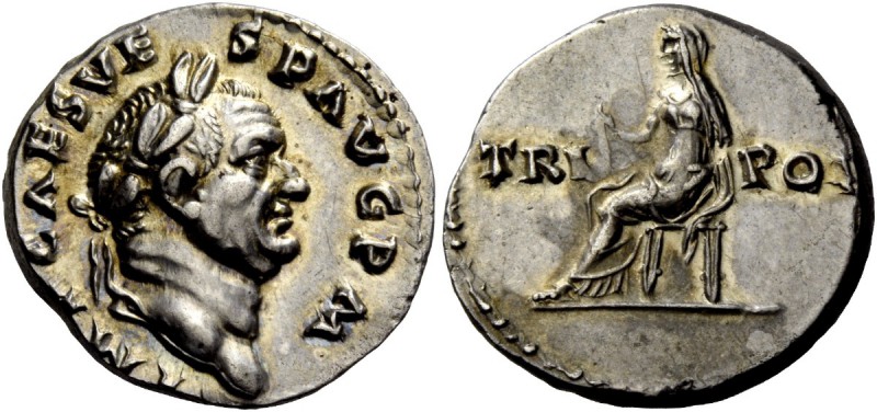 The Roman Empire 
 Vespasian, 69 – 79 
 Denarius July-December 71, AR 3.56 g. ...