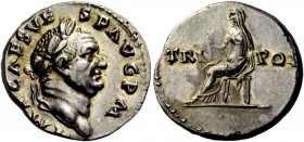 The Roman Empire 
 Vespasian, 69 – 79 
 Denarius July-December 71, AR 3.56 g. IMP CAES VESP AVG P M Laureate head r. Rev. TR – POT Vesta, veiled and...