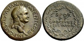 The Roman Empire 
 Vespasian, 69 – 79 
 Sestertius, Lugdunum 71, Æ 25.78 g. IMP CAES VESPASIAN AVG P M TR P P P COS III Laureate head r., globe at p...