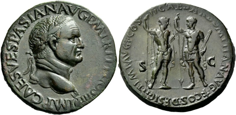 The Roman Empire 
 Vespasian, 69 – 79 
 Sestertius, Lugdunum 72, Æ 26.14 g. IM...