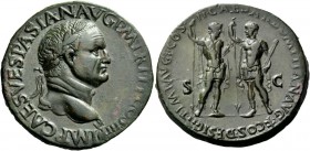 The Roman Empire 
 Vespasian, 69 – 79 
 Sestertius, Lugdunum 72, Æ 26.14 g. IMP CAES VESPASIAN AVG P M TR P II P COS IIII Laureate head r., globe at...