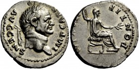 The Roman Empire 
 Vespasian, 69 – 79 
 Denarius 73, AR 3.51 g. IMP CAES VESP – AVG CENS Laureate head r. Rev. PONTIF – MAXIM Vespasian seated r. on...