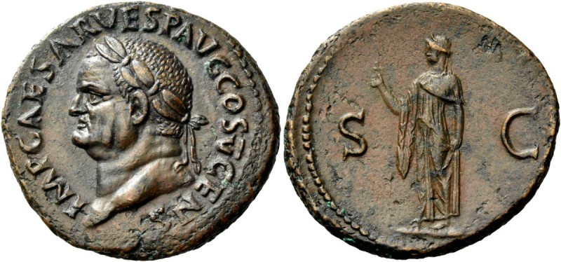 The Roman Empire 
 Vespasian, 69 – 79 
 As 74, Æ 10.47 g. IMP CAESAR VESP AVG ...
