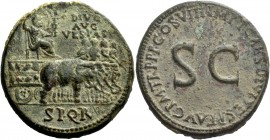 The Roman Empire 
 Vespasian, 69 – 79 
 Divo Vespasiano. Sestertius 80-81, Æ 26.78 g. DIVO / AVG / VESPAS Deified Vespasian seated r., holding scept...