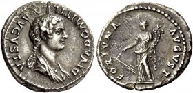 The Roman Empire 
 Diva Domitilla the younger, daughter of Vespasian 
 Denarius 82-83, AR 3.40 g. DIVA DOMITILLA AVGVSTA Draped bust r., hair in lon...