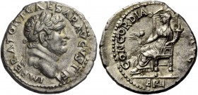 The Roman Empire 
 Titus caesar, 69 – 79 
 Denarius, Ephesus 71, AR 3.21 g. IMPERATOR T CAESAR AVGVSTI F Laureate head r. Rev. CONCORDIA AVG Ceres s...