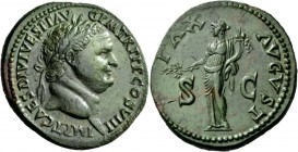 The Roman Empire 
 Titus augustus, 79 – 81 
 Sestertius, Thrace or Bithynia ? 80-81, Æ 25.90 g. IMP T CAES DIVI VESP F AV – G P M TR P P P COS VIII ...