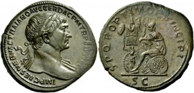 The Roman Empire 
 Trajan, 98-117 
 Sestertius circa 108-109/110, Æ 26.37 g. IMP CAES NERVAE TRAIANO AVG GER DAC P M TR P COS V P P Laureate bust r....