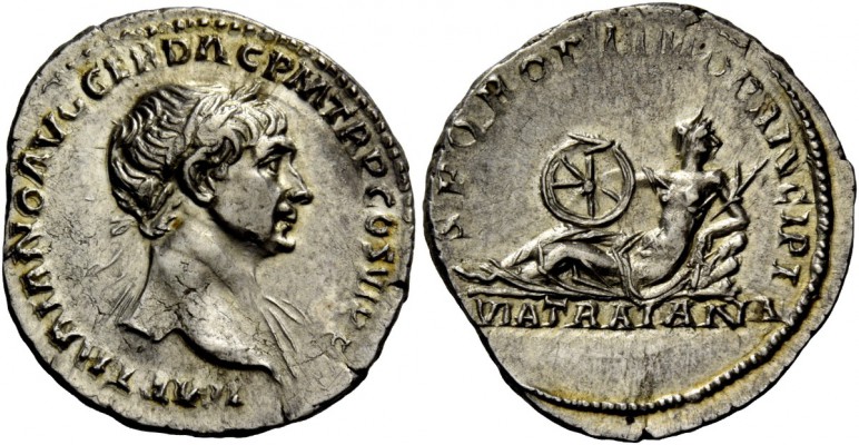 The Roman Empire 
 Trajan, 98-117 
 Denarius circa 112-113, AR 2.75 g. IMP TRA...