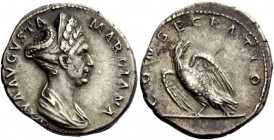 The Roman Empire 
 Diva Marciana, sister of Trajan 
 Denarius September 112-117, AR 3.15 g. DIVA AVGVSTA – MARCIANA Draped bust r., wearing a cresce...