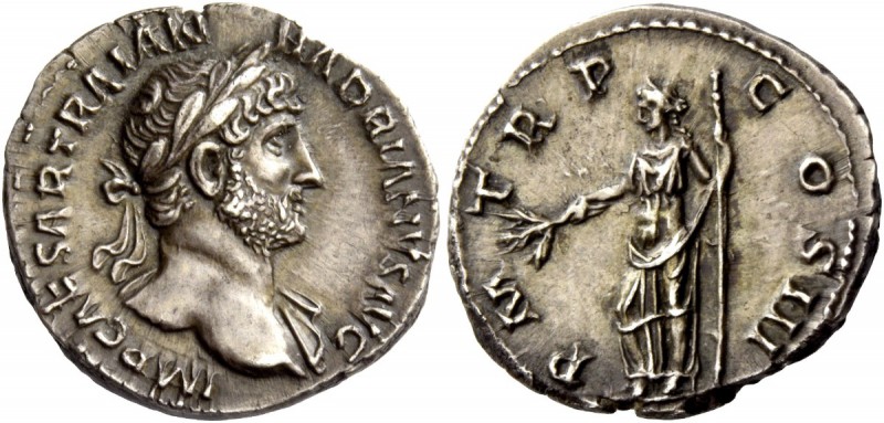 The Roman Empire 
 Hadrian, 117 – 138 
 Denarius 119-122, AR 3.28 g. IMP CAESA...