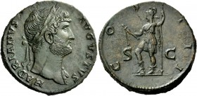 The Roman Empire 
 Hadrian, 117 – 138 
 Sestertius 125-128, Æ 27.46 g. HADRIANVS – AVGVSTVS Laureate head r., with drapery on l. shoulder. Rev. COS ...