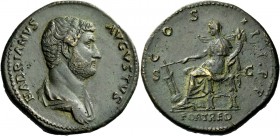 The Roman Empire 
 Hadrian, 117 – 138 
 Sestertius 132-134, Æ 25.03 g. HADRIANVS – AVGVSTVS Bare headed and draped bust r. Rev. COS – III P P S – C ...
