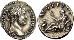 The Roman Empire 
 Hadrian, 117 – 138 
 Denarius 134-138, AR 2.95 g. HADRIANVS – AVG COS III P P Laureate head r. Rev. AEGYPTOS Aegyptus reclining l...