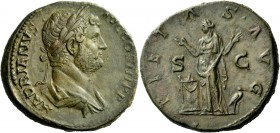 The Roman Empire 
 Hadrian, 117 – 138 
 Sestertius 134-138, Æ 24.04 g. HADRIANVS – AVG COS III P P Laureate and draped bust r. Rev. PIETAS AVG S – C...