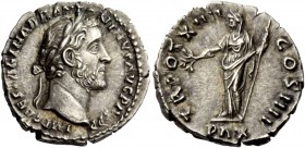 The Roman Empire 
 Antoninus Pius, 138 – 161 
 Denarius 150-151, AR 3.08 g. IMP CAES T AEL HADR ANTONINVS PIVS P P Laureate head r. Rev. TR POT XIII...