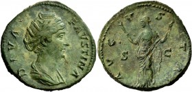 The Roman Empire 
 Faustina I, wife of Antoninus Pius 
 Diva Faustina. Sestertius after 147, Æ 21.51 g. DIVA – FAVSTINA Draped bust r. Rev. AETE – R...