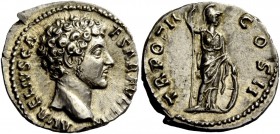 The Roman Empire 
 Marcus Aurelius caesar, 139 – 161 
 Denarius 147-148, AR 3.17 g. AVRELIVS CA – ESAR AVG PII F Bare head r. Rev. TR POT II – COS I...