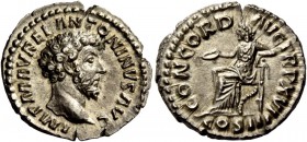 The Roman Empire 
 Marcus Aurelius augustus, 161 – 180 
 Denarius 161-162, AR 3.23 g. IMP AVREL ANTONINVS AVG Bare head r. Rev. CONCORD – AVG TR P X...