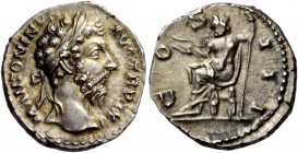 The Roman Empire 
 Marcus Aurelius augustus, 161 – 180 
 Denarius 171, AR 3.73 g. M ANTONINVS AVG TR P XXV Laureate head r. Rev. CO – S – III Jupite...