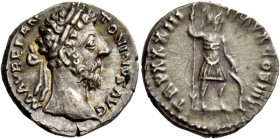 The Roman Empire 
 Marcus Aurelius augustus, 161 – 180 
 Denarius 179, AR 3.06 g. M AVREL AN – TONINVS AVG Laureate head r. Rev. TR P XXXIII – IMP X...