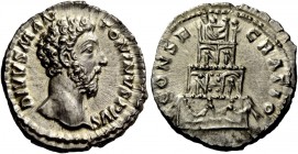 The Roman Empire 
 Marcus Aurelius augustus, 161 – 180 
 Divus Marcus Antoninus . Denarius after 180, AR 3.08 g. DIVVS M AN – TONINVS PIVS Bare head...
